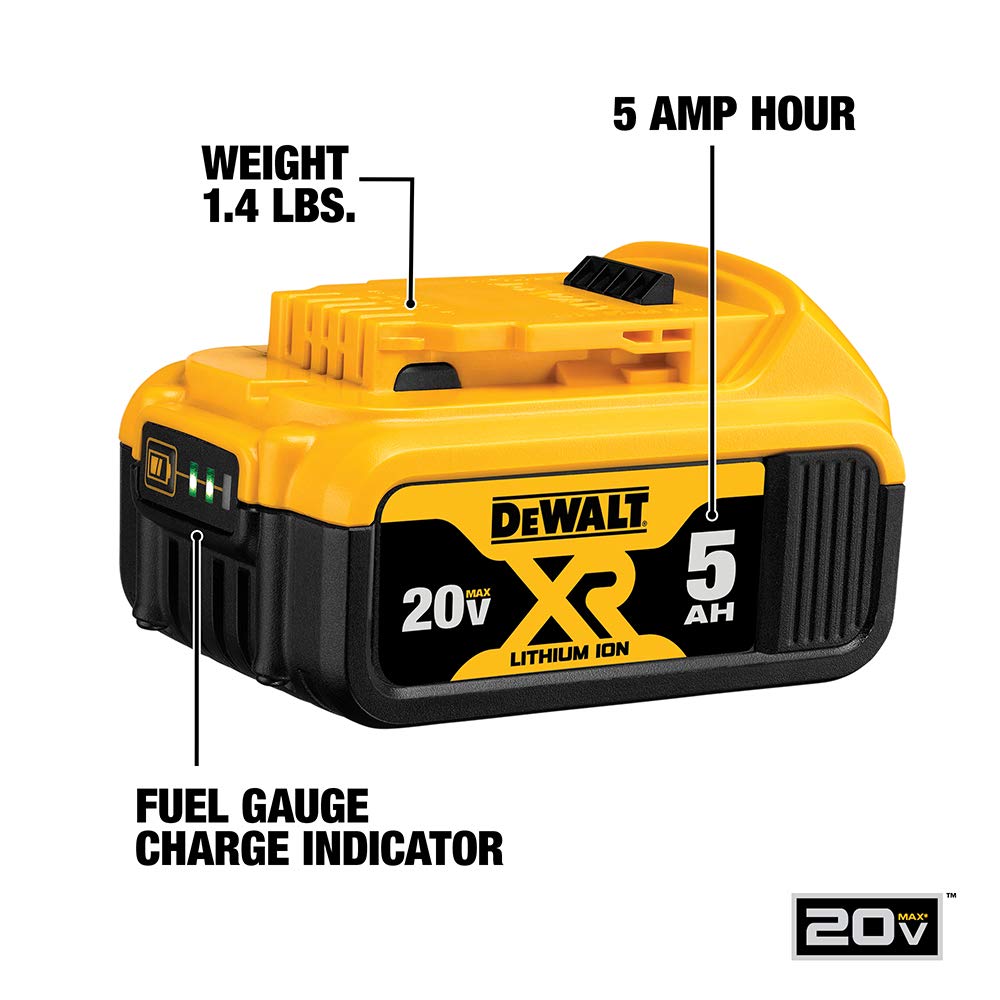 DEWALT 20V MAX XR Battery, Lithium Ion, 5.0Ah (DCB205), Multi