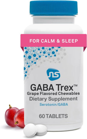 NeuroScience GABA Trex, Chewable Calm Aid Tablets, Grape Flavored, 60 Count