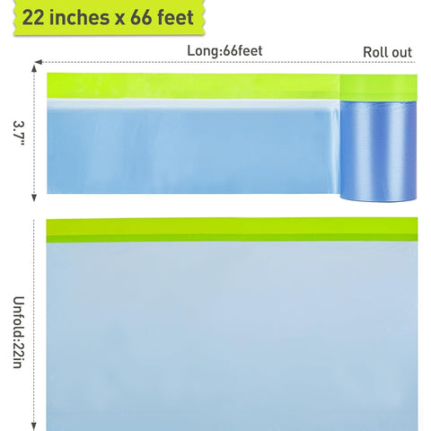 Tangibay Pre-Taped Masking Film for Painting, 22" x 66', 5 Rolls