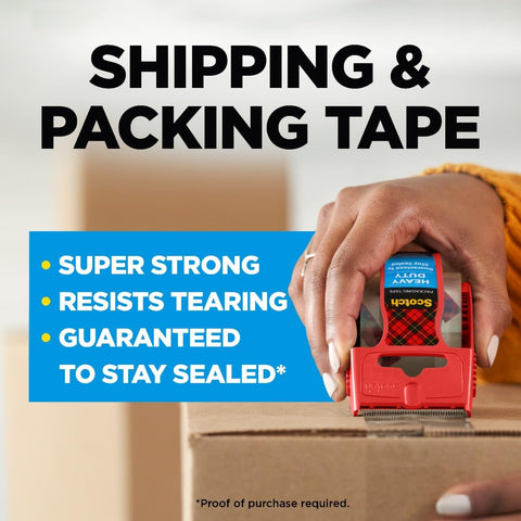 Scotch Heavy Duty Shipping Packing Tape, Clear, 1.88 in. x 27.7 yd.