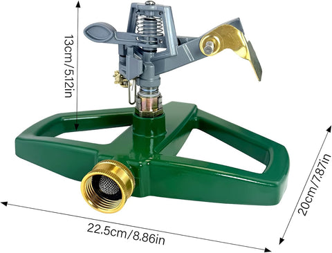 Heavy Duty Pulsating Impact Lawn Sprinkler 360° Adjustable Rotating Automatic Water Sprinkler for Yard with Metal Base, Large Area Irrigation Sprinkle for Garden, Covers Up to 4,500 Sq. Ft