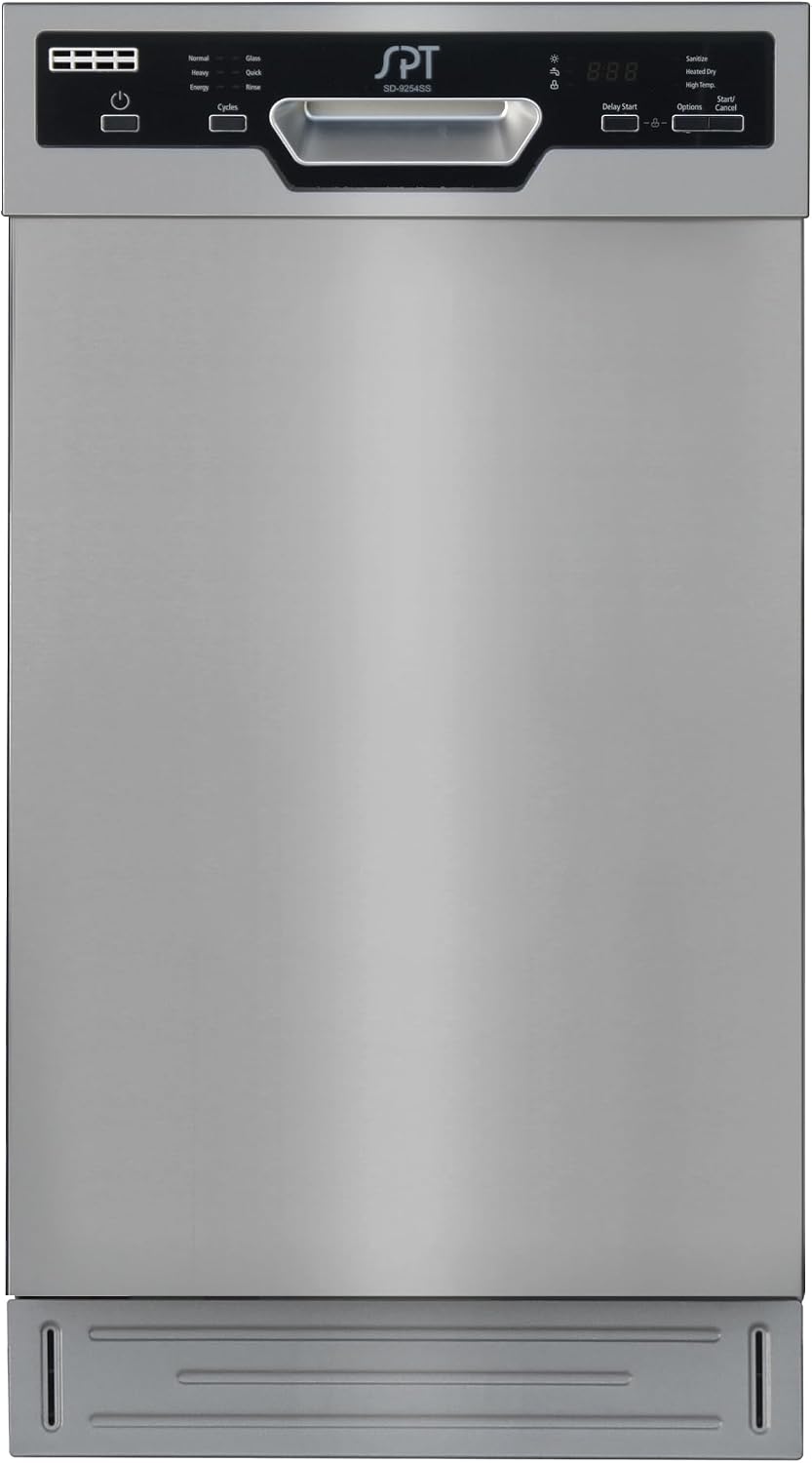 SPT SD-9254SSA 18″ Wide Built-In Stainless Steel Dishwasher w/Heated Drying, ENERGY STAR, 6 Wash Programs, 8 Place Settings and Stainless Steel Tub