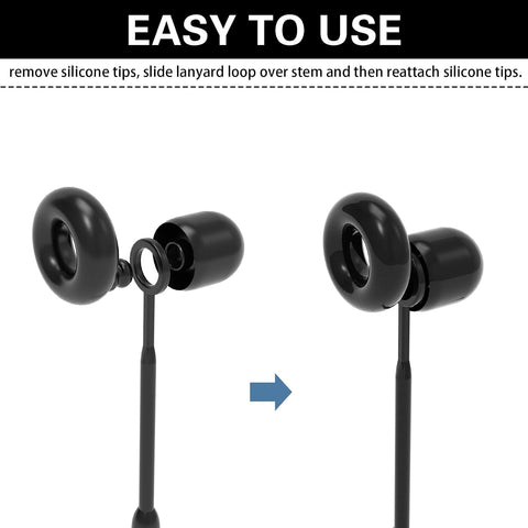 Earplug Lanyard [2 pcs] with Magnetic Tug-Resistant Safety Cord Black