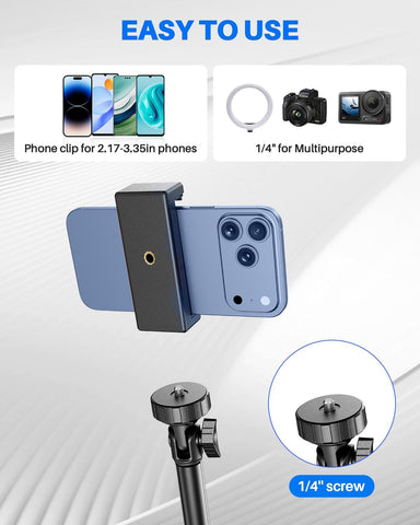 67" Phone Tripod, MIIASI Extendable Tripod for iPhone, Selfie Stick with Remote and Phone Holder, Compatible with iPhone/Android/Camera, Light Stand
