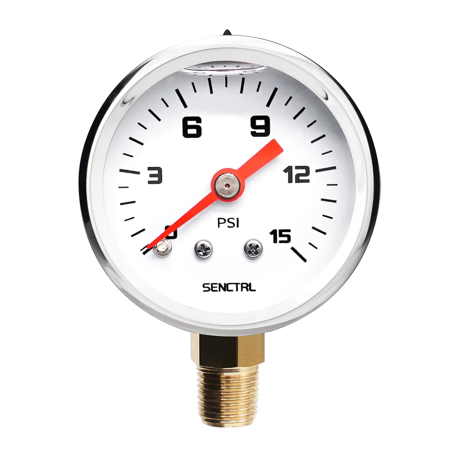 SENCTRL 0-15 Psi Fuel Pressure Gauge, 1/8" NPT Lower Mount