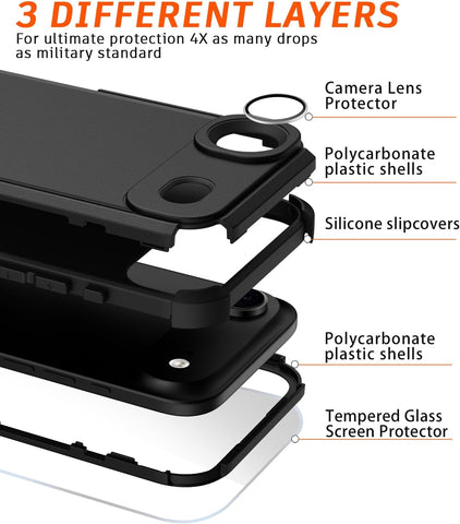 Diverbox Magnetic for iPhone Air Case-(Compatible with MagSafe) Heavy Duty Protection Phone Case with Camera Control Button with Screen Protector Shockproof Drop-Proof 6.5 inch (Black)