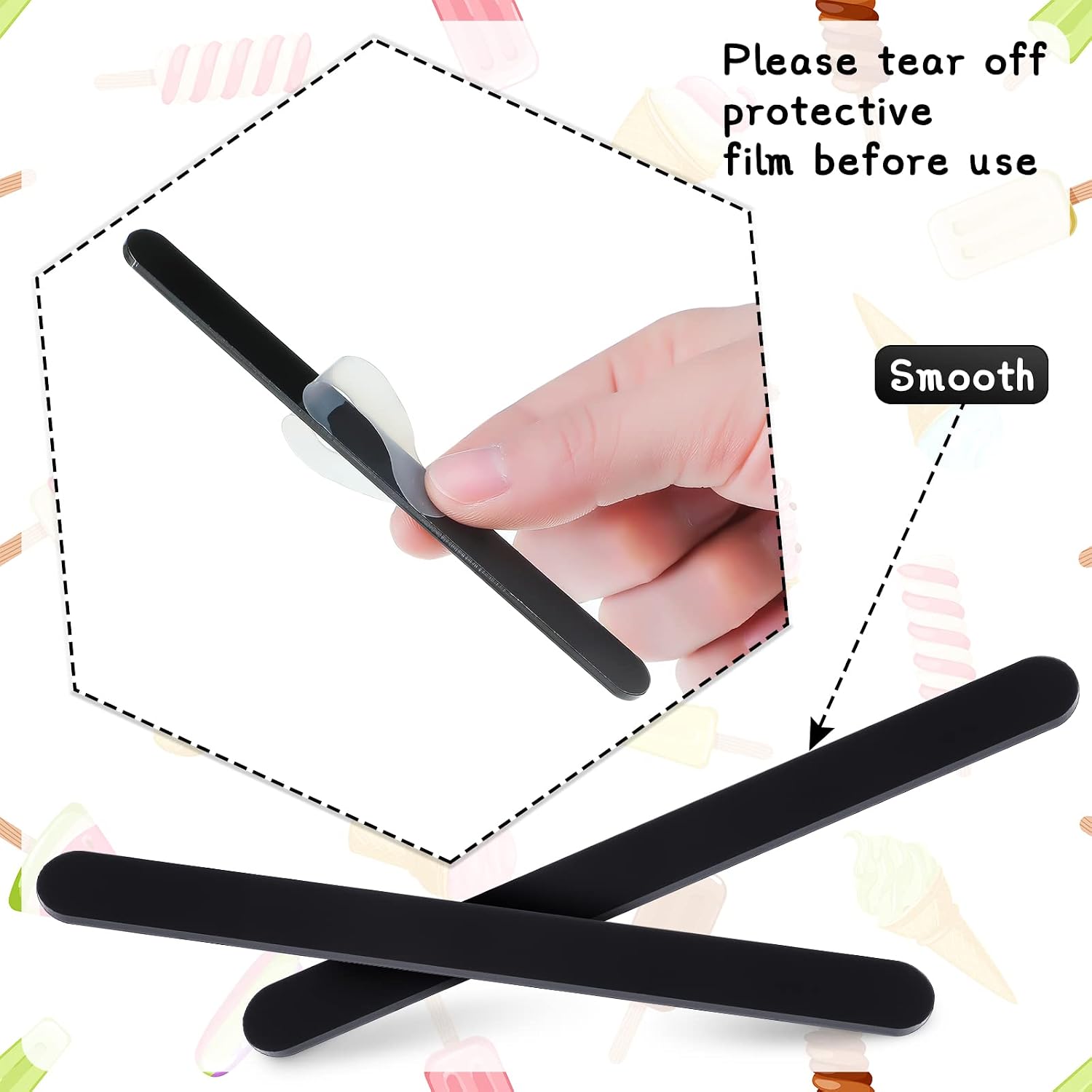 30 Pcs Reusable Acrylic Cakesicle Sticks, 4.5 Inches, Black