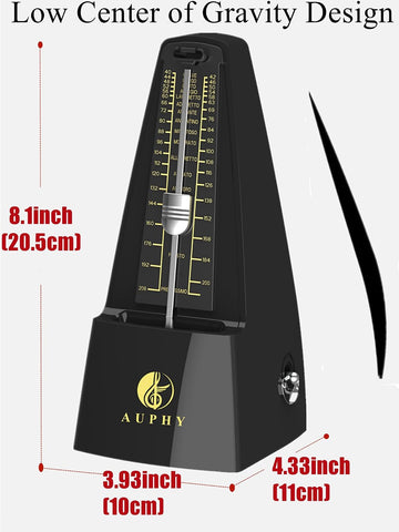 M350 AUPHY Mechanical Metronome with Accent Bell, Classic Shape, Accurate Beat, Multiple Beat Modes, Suitable for Piano Guitar Drums Violin Saxophone etc