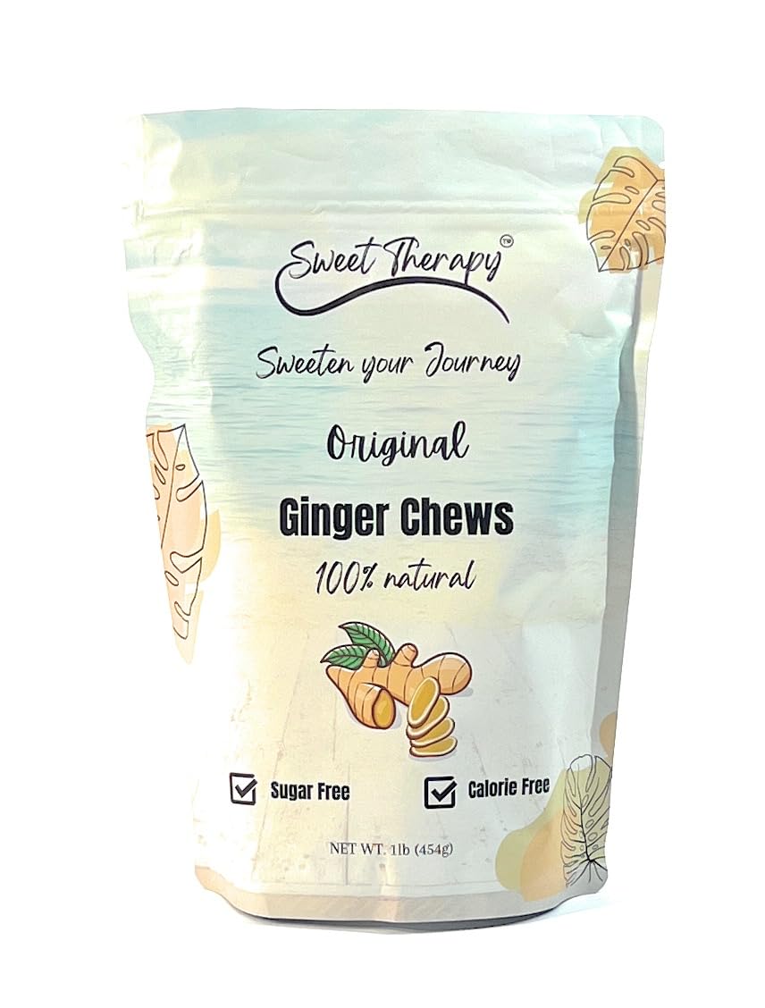 Sweet Therapy Ginger Chews Sugar Free - Sugar free ginger candy - Zero Sugar Candy - Healthy snacks - Calorie free candy - 1LB - Original flavor.