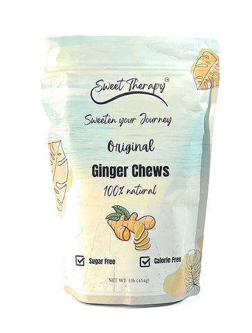 Sweet Therapy Ginger Chews Sugar Free - Sugar free ginger candy - Zero Sugar Candy - Healthy snacks - Calorie free candy - 1LB - Original flavor.