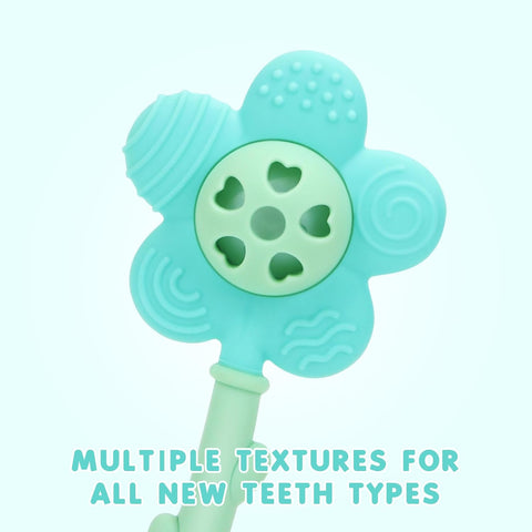 Baby Teether Rattle, Silicone Suction Cup Teething Toy, Blue