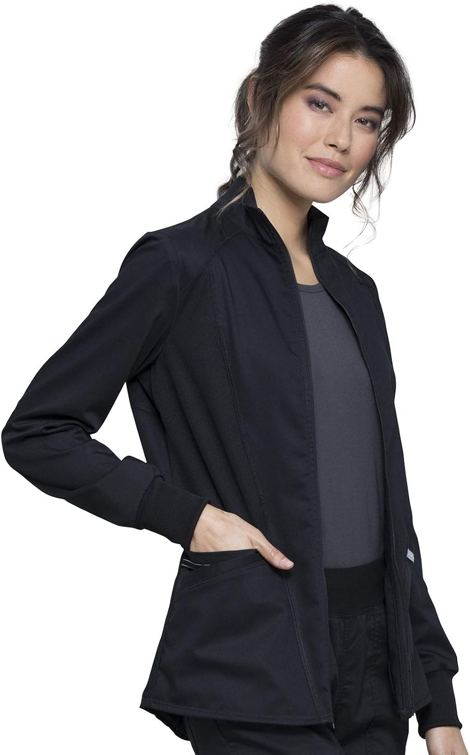 Cherokee Revolution Scrub Jacket for Women Zip Front Stretch