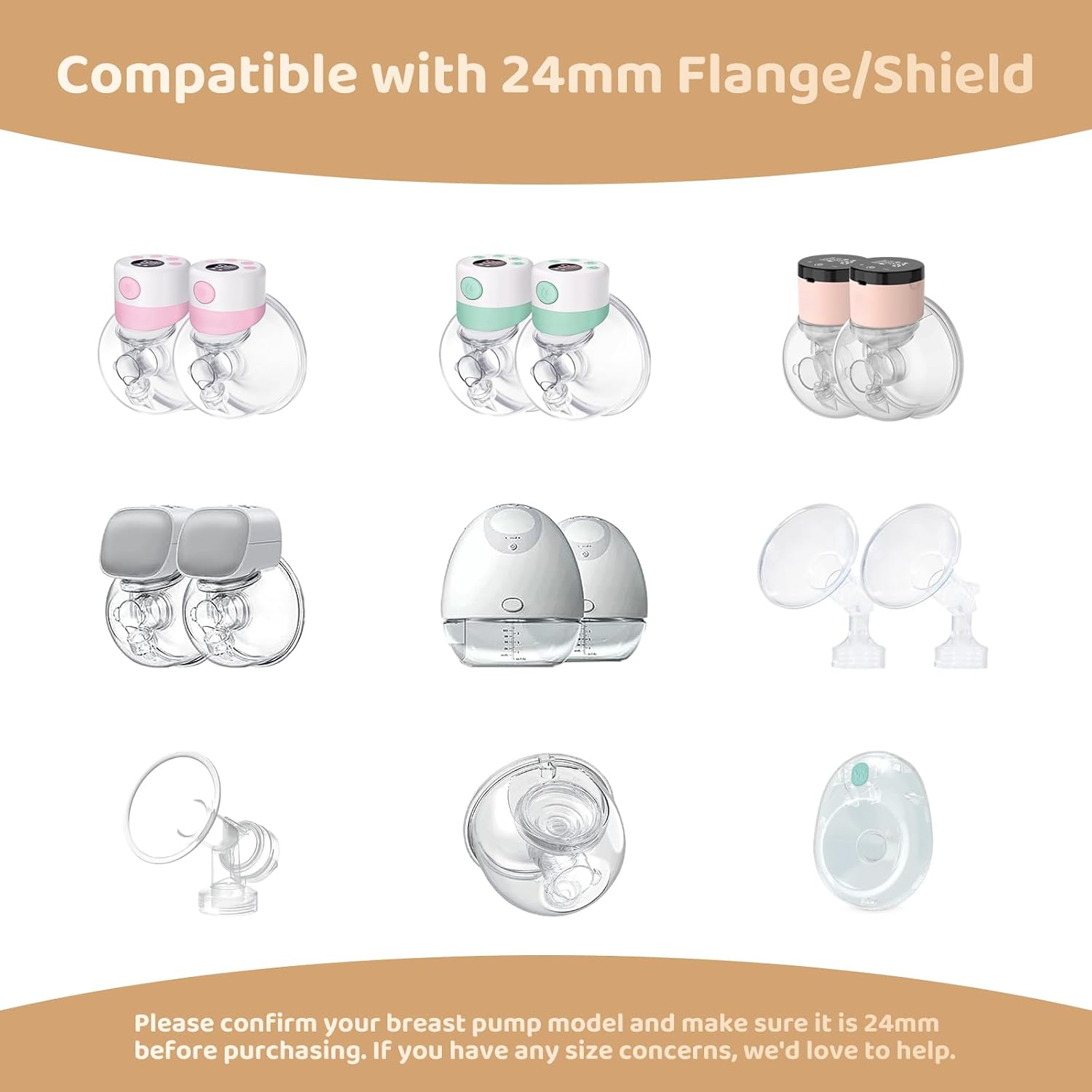 Flange Inserts 17mm Compatible with Medela/Spectra/TSRETE/Elvie/Momcozy/Bellababy Breast Pump 24mm Shields/Flanges, Reduce 24mm Nipple Tunnel Down to 17 mm, 4PCS