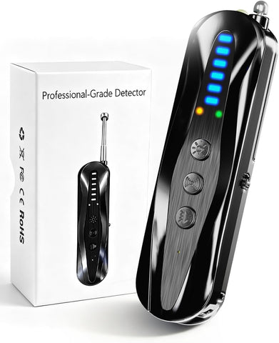 Hidden Camera Detectors,Infrared Pin-Hole Camera Finder,Wireless Camera detector, Anti-Spy Alarm and Bug Detector, GPS Tracker Detector, Portable Hidden Device Finder for Travel & Office(Black)
