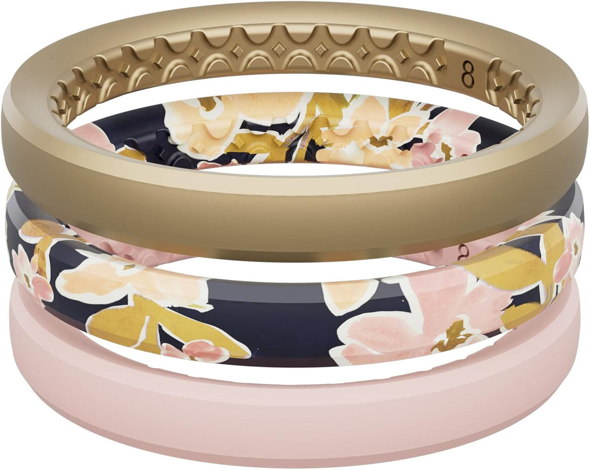 Groove Life Stackable Ring Set for Women, Breathable Silicone Wedding Bands