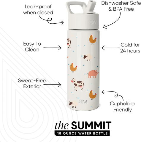 Simple Modern Kids Water Bottle & Toddler Cup | 18oz | Farm Animals
