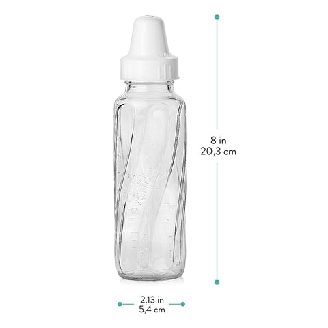 Evenflo Feeding Classic Glass Twist Bottles, 8 Ounce (Pack of 6),Clear,1018611