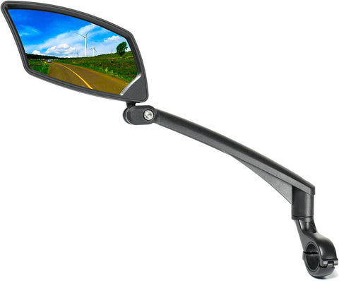 BriskMore Handlebar Bike Mirror - Crystal Clear HD Glass, 360° Adjustable&Foldable Mirror for Safe Riding, Wide Angle Rearview for E-Bikes, Mountain Bikes & Scooters,Bicycle Mirror