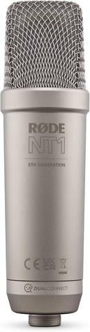 Rode NT1 5th Generation Condenser Microphone with SM6 Shockmount and Pop Filter,Silver