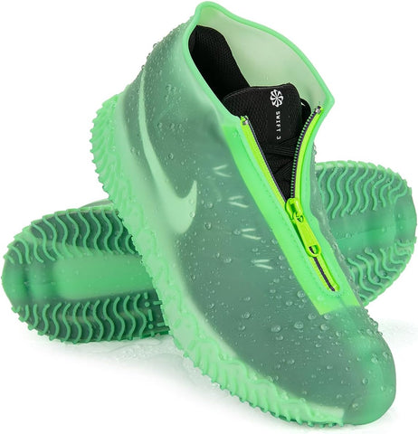 Zbyoujer Waterproof Rain Shoe Covers, Silicone Overshoes with Zipper Non-slip Galoshes for Men and Women (S (Kids 3-5 year), Green) (S (Kids 3-5 year), Green)