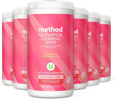 method All-Purpose Cleaning Wipes, Pink Grapefruit, 70 Count, 6 Pack