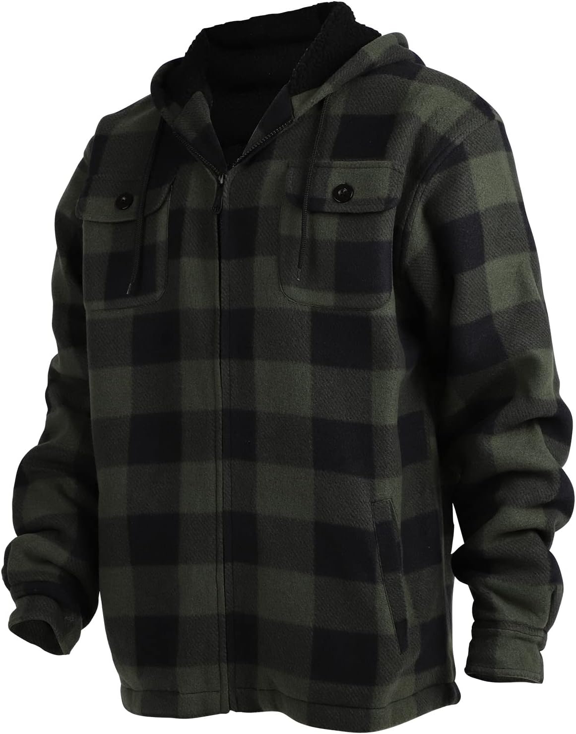 Facitisu Hoodies for Men Sherpa Lined Heavyweight Flannel Jackets Fleece Plaid Winter Warm Coats