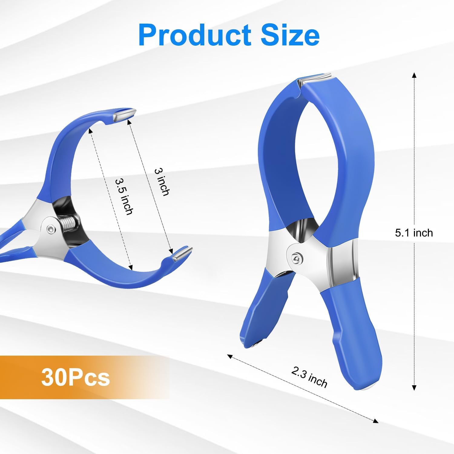 30 PCS Pool Cover Clips for Above Ground Pools,5.1 Inch Stainless Steel Pool Cover Clamps,Heavy Duty Windproof Pool Clips for Winter Outdoor Above Ground Swimming Pool Cover