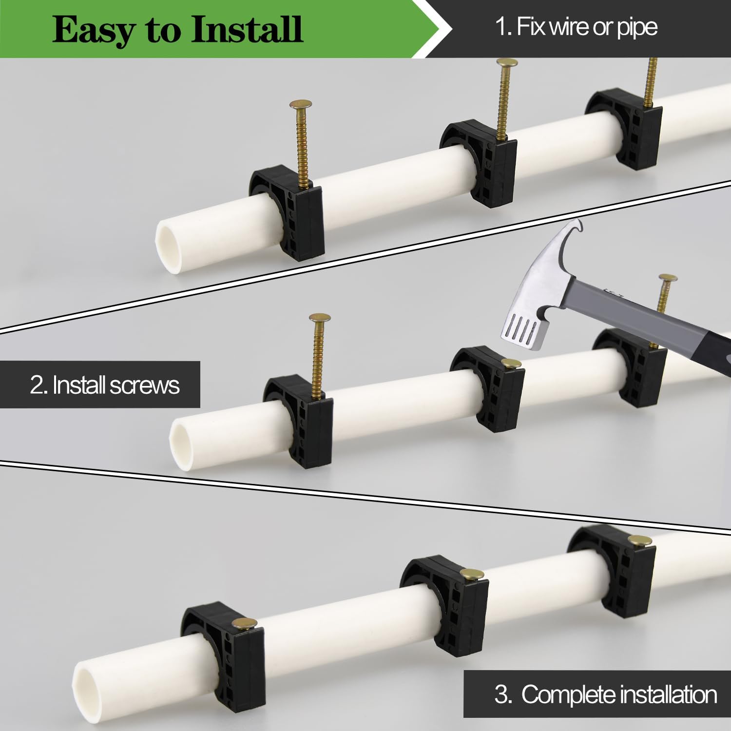 100 Pack 3/4" Half Clamps J-Hook with Nails Set