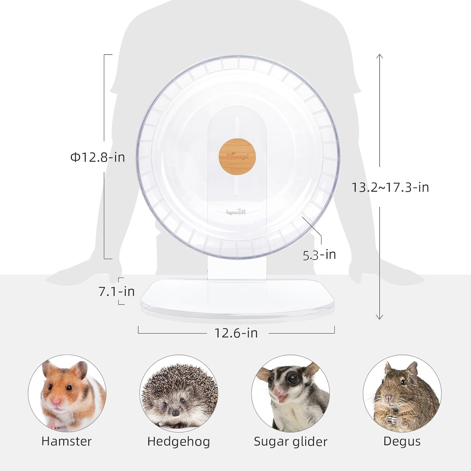 Niteangel Super-Silent Hamster Exercise Wheel: Quiet 12.8" Running Wheel