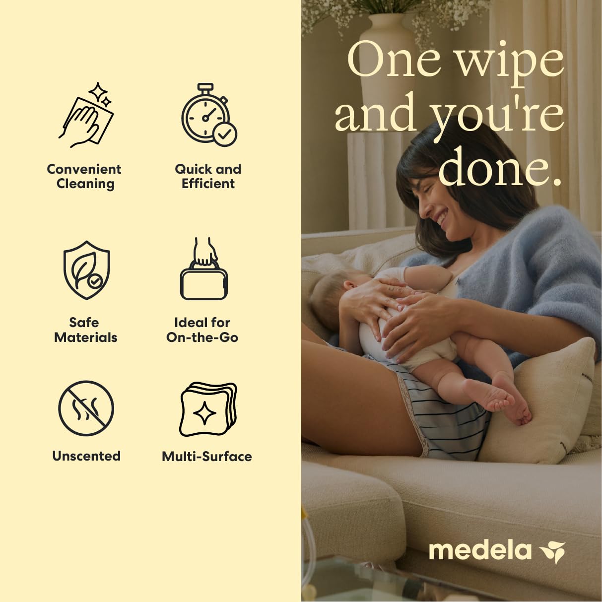 Medela Quick Clean Breast Pump Wipes, Plant-Based, 90 count