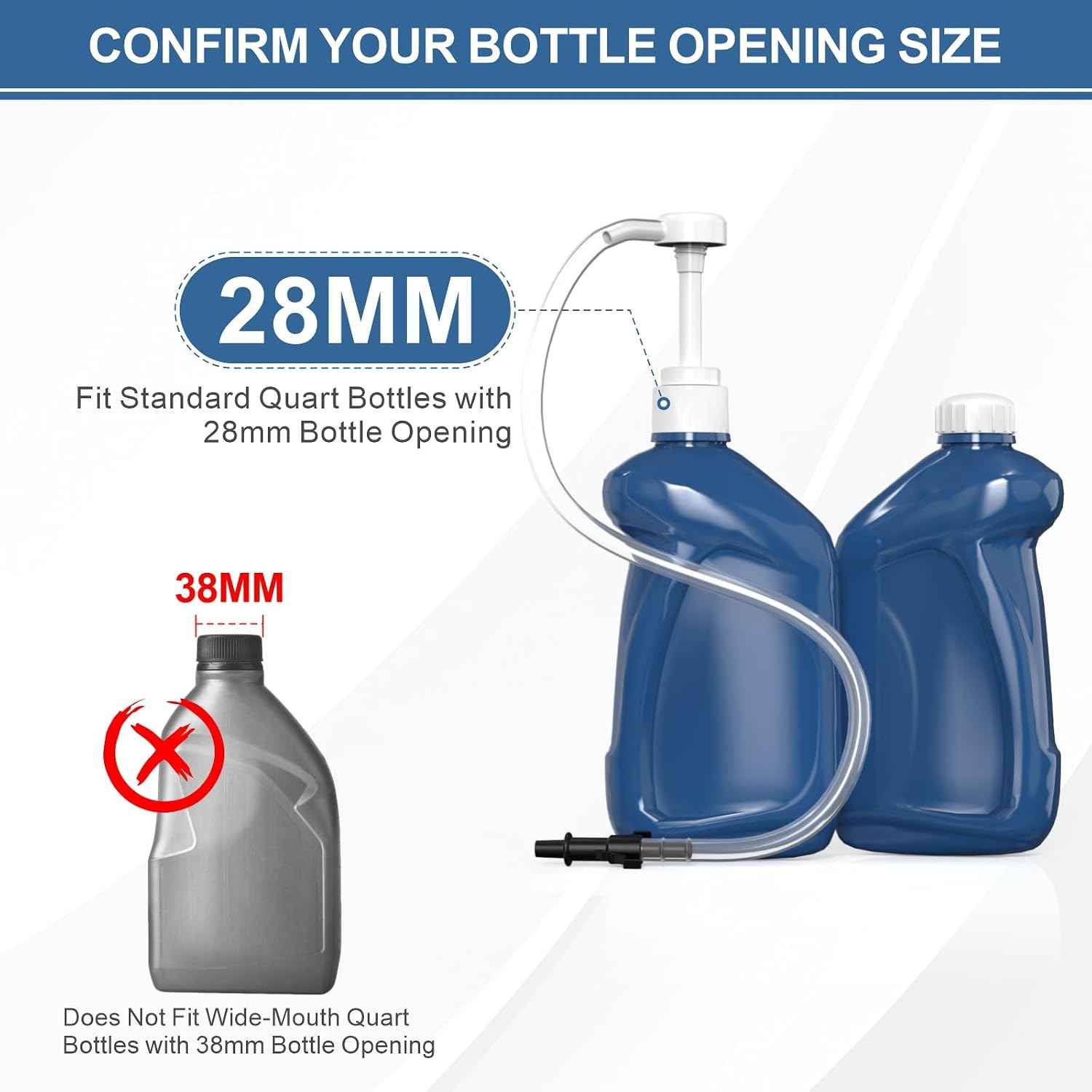 2 Pack Fluid Pump, Fluid Pump for Standard Quart Bottles，10cc Per Pump Stroke, Transmission Fluid Pump with 3rd Hand Adapter, Transfer Gear Oil Transmission and Differential Fluid Pump