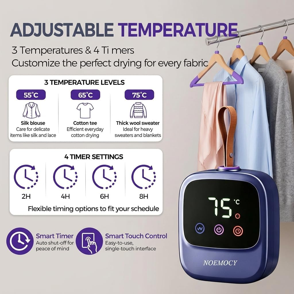 Portable Clothes Dryer, Compact Drying Machine for Travel (Blue)