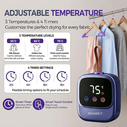 Portable Clothes Dryer, Compact Drying Machine for Travel (Blue)