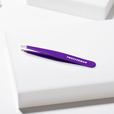 Tweezerman Exclusive Neon Purple Slant Tweezer - Hair Removal Tweezers, Stainless Steel