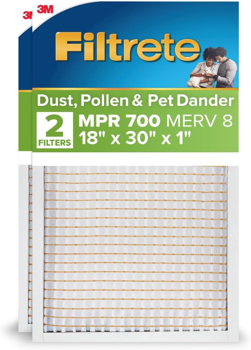 Filtrete 18x30x1 Air Filter, MERV 8, MPR 700, 2 HVAC Filters