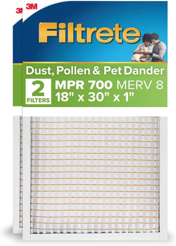 Filtrete 18x30x1 Air Filter, MERV 8, MPR 700, 2 HVAC Filters