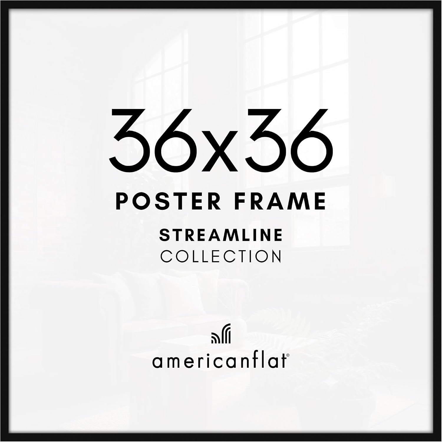 Americanflat 36x36 Poster Frame - Slim Molding - Black