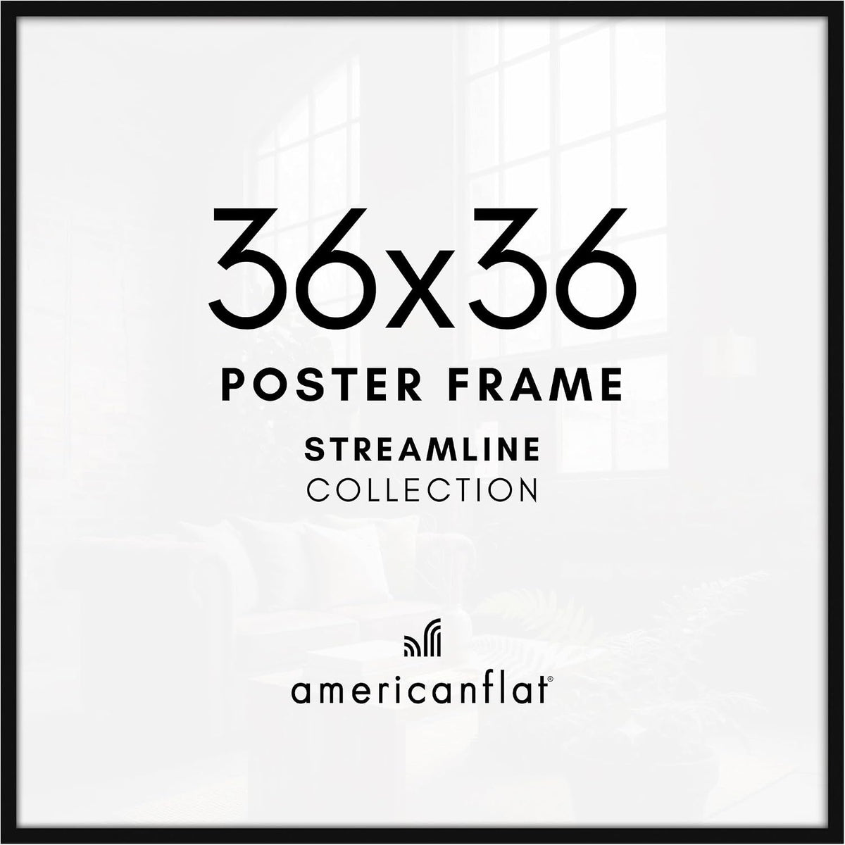 Americanflat 36x36 Poster Frame - Slim Molding - Black