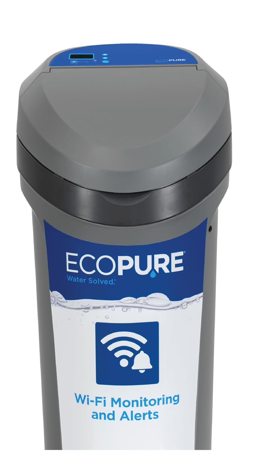 EcoPure EPW140 Smart Whole House Water Softener with Wi-Fi – App Monitoring, Smart Alerts, AutoSense AI Efficiency, Compact Cabinet Design