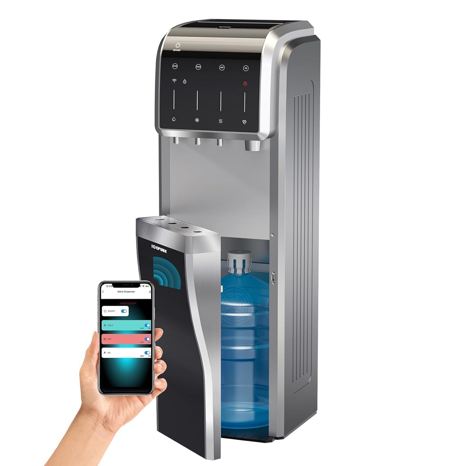 ICEPURE Multi-Function WiFi Water Cooler & Bullet and Chewable Ice Maker