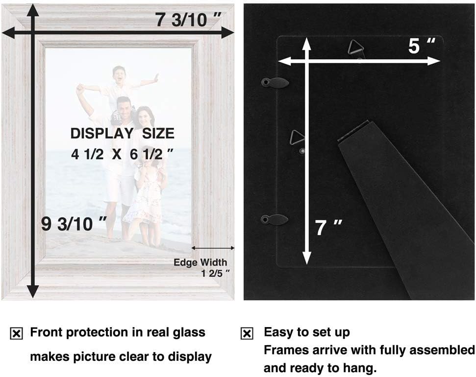 LaVie Home 5x7 Picture Frames (1 Pack, Distressed White) Rustic Photo Frame Set with High Definition Glass for Wall Mount & Table Top Display