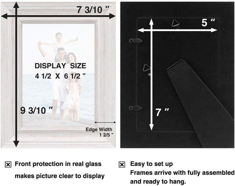 LaVie Home 5x7 Picture Frames (1 Pack, Distressed White) Rustic Photo Frame Set with High Definition Glass for Wall Mount & Table Top Display