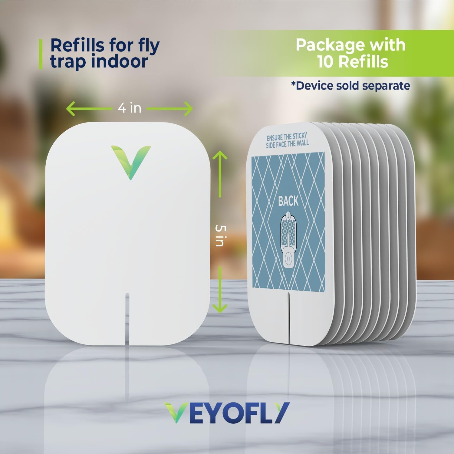VEYOFLY Official Refill Fruit Fly Traps Indoor, Gnat Trap | 10-Pack