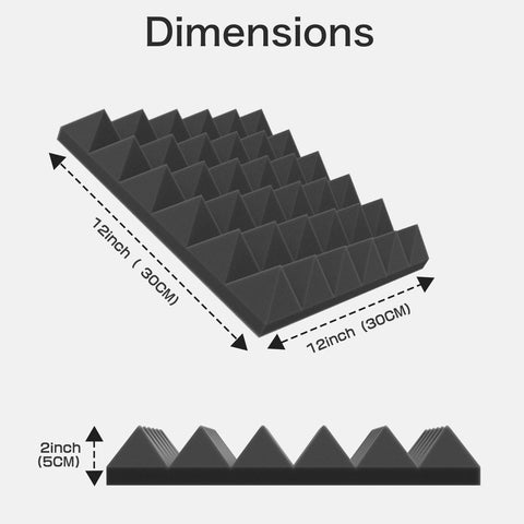 JBER 24 Pack Pyramid Sound Proof Foam Panels, Self-Adhesive Acoustic Foam