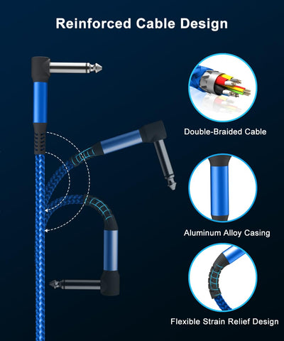 Elebase Guitar Patch Cables 6-Pack,6.35MM Effects Pedal Board Cord