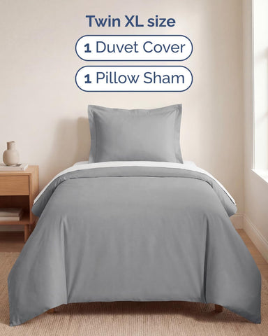Duvet Cover Twin/Twin XL - 2 Piece Set, College Dorm Room - Steel Blue