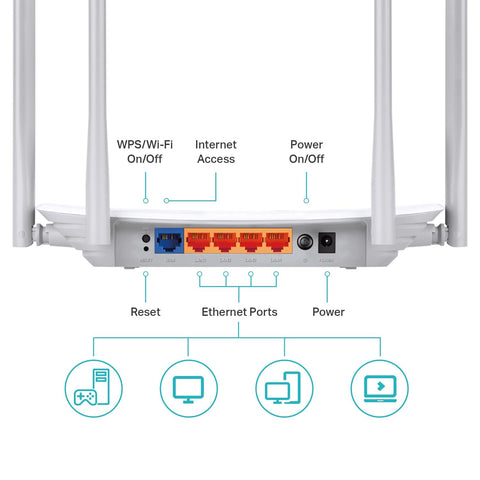 TP-Link AC1200 WiFi Router (Archer A54) - Dual Band Wireless Internet Router, 4 x 10/100 Mbps Fast Ethernet Ports, Supports Guest WiFi, Access Point Mode, IPv6 and Parental Controls