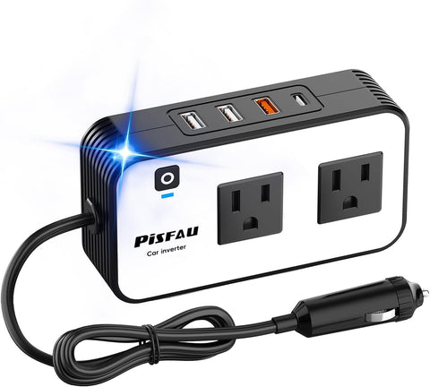 PiSFAU 200W Car Power Inverter - DC 12V to 110V AC Car Plug Adapter Outlet