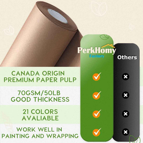 PerkHomy Brown Kraft Paper Roll 36" x 1,800" (150') for Gift Wrapping Bouquet Flower Art Painting Craft Writing Packaging Shipping 80GSM 55LB (Brown, 36" x 150')