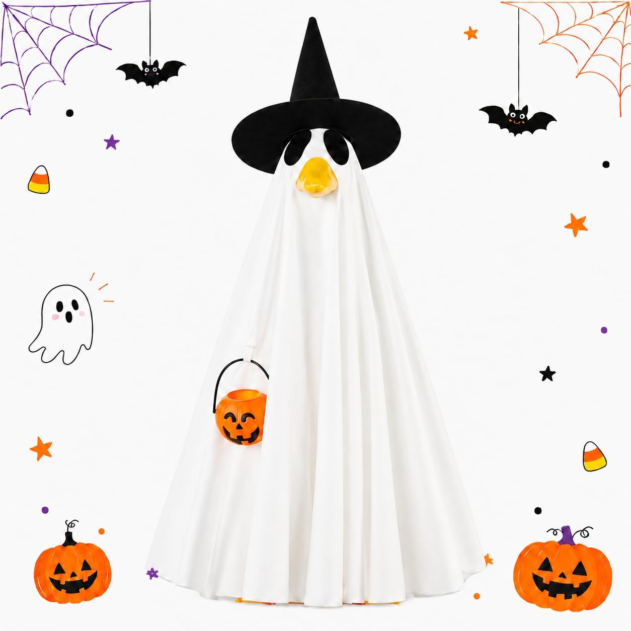 Halloween Porch Goose Outfit for 23" Statues Goose Clothes with Pumpkin